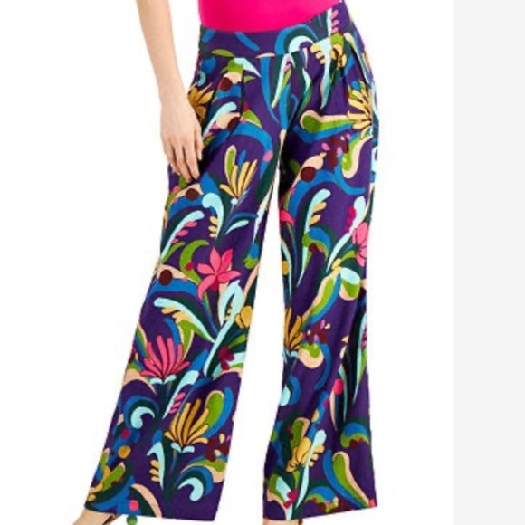 INC International Concepts Vibrant Wide-Leg Pants linen blend size 4 - Picture 2 of 11